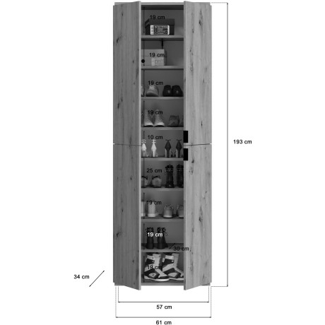 INOSIGN Halmeubelset Trondheim 2x garderobekast, 1 commode, 1 kledingstang, 1 legplank (set, 4-delig) afbeelding2 - 1