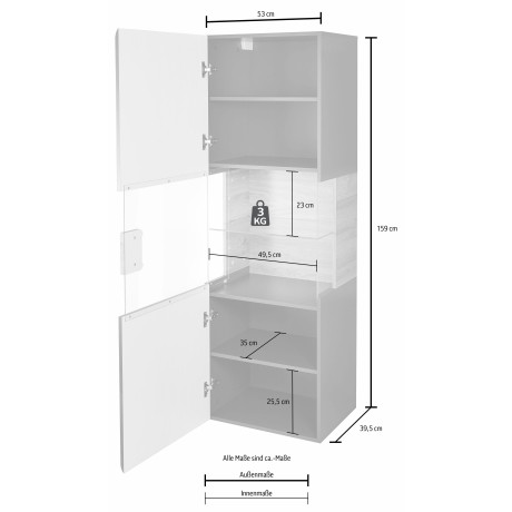 INOSIGN Hangende vitrinekast Toledo Vitrine met glazen front, zonder verlichting, veel opbergruimte, hoogglans afbeelding2 - 1