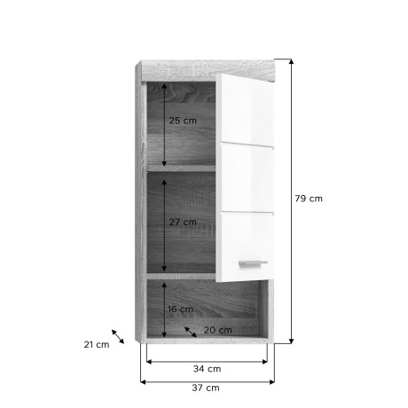 INOSIGN Hangkast Siena Badkamermeubels Badkamerkast, 1 deur, 1 open vak, breedte 37 cm (1 stuk) afbeelding2 - 1