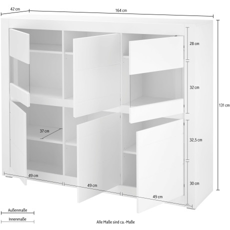 INOSIGN Highboard Chester, moderne ladekast, Kast met opbergruimte, Sideboard in Mat Wit (1 stuk) afbeelding2 - 1