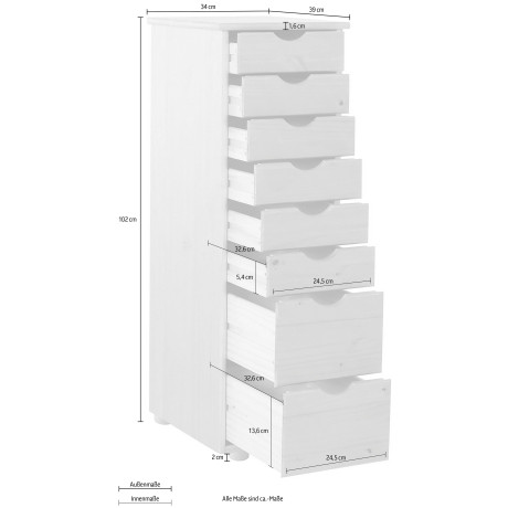 INOSIGN Kast Gava massief grenenhout, met vele opbergmogelijkheden, breedte 34 cm afbeelding2 - 1