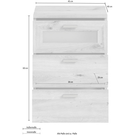 INOSIGN Nachtkastje Onex, breedte 45 cm, met glazen front in de lade, veelzijdig inzetbaar afbeelding2 - 1