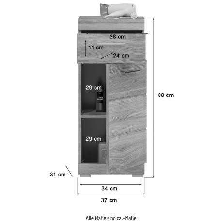 INOSIGN Onderkast Siena in verschillende kleuren verkrijgbaar, badkamermeubels, badkamerkast, commode, badkamer (1 stuk) afbeelding2 - 1