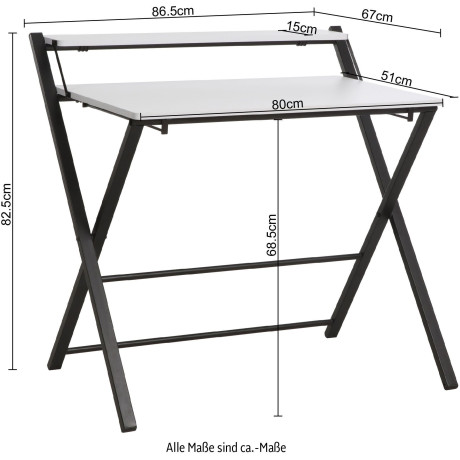 INOSIGN Pc-bureau SULBY, laptoptafel, bureau, met planchet, Metalen frame, opvouwbaar, ruimtebesparend, max. 86,5x82,5 cm afbeelding2 - 1