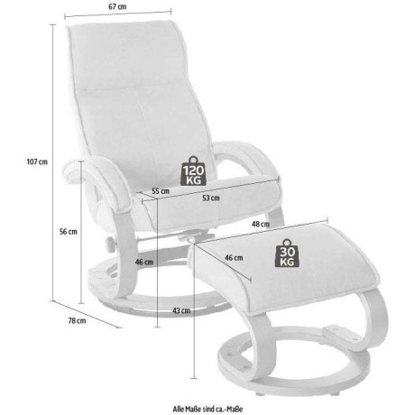 INOSIGN Relaxfauteuil Lille Slaapfunctie, luxe microvezel bekleding en houten frame, zithoogte 46 cm afbeelding2 - 1