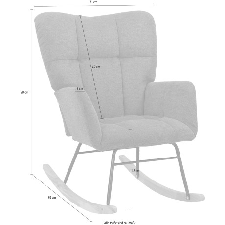 INOSIGN Schommelstoel Anika, ophaalstoel woonkamer met functie Zacht verdikte zitting en rugleuning, poten van metaal en hout, zithoogte 48 cm (1 stuk) afbeelding2 - 1