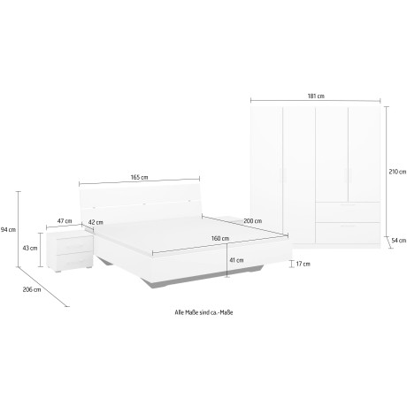 INOSIGN Slaapkamerserie CHALLENGER Kast 2 breedtes, bed 3 breedtes, 2 nachttafels MADE IN GERMANY afbeelding2 - 1