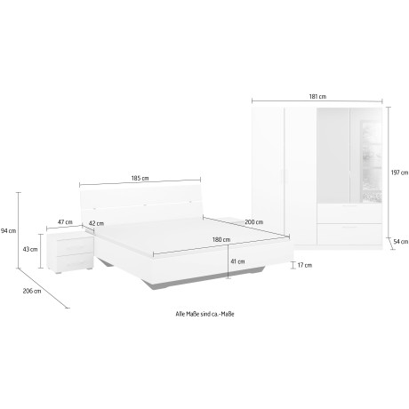 INOSIGN Slaapkamerserie CHALLENGER Kast 2 breedtes, bed 3 breedtes, 2 nachttafels MADE IN GERMANY afbeelding2 - 1