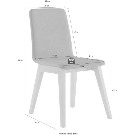 INOSIGN Stoel Sandy met verschillende stoelpootkleuren en kleurvarianten, zithoogte 47 cm (2 stuks) afbeelding2 - 1