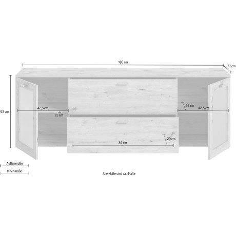 INOSIGN Tv-meubel Onex, breedte 180 cm, met glazen deuren, veelzijdig inzetbaar afbeelding2 - 1