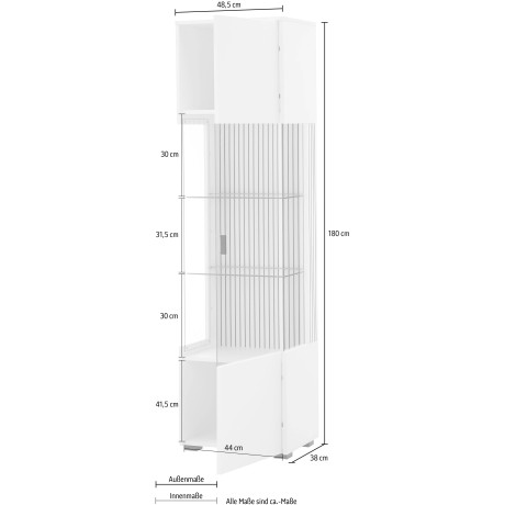 INOSIGN Vitrinekast Hudson in moderne trendkleur, handgrepen van metaal (zwart), hoogte 180 cm afbeelding2 - 1