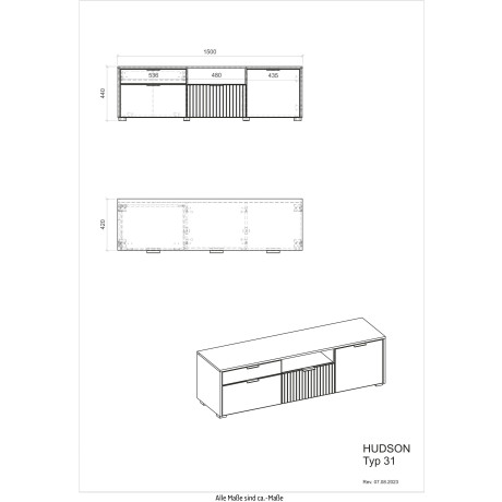 INOSIGN Vitrinekast Hudson in moderne trendkleur, handgrepen van metaal (zwart), hoogte 180 cm afbeelding2 - 1