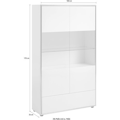 INOSIGN Vitrinekast Portland Glazen vitrine met verchroomd metalen frame - (B/D/H) 100/35/170 cm (1 stuk) afbeelding2 - 1