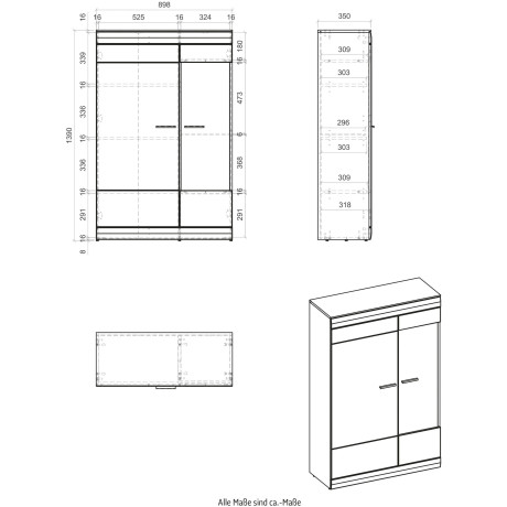 INOSIGN Vitrinekast SCARA met applicatie tineiken decor, breedte 90 cm, met soft-closefunctie afbeelding2 - 1