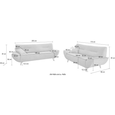 INOSIGN Zithoek Drago leverbaar als fauteuil/hoekbank, diverse stoffen, incl. 2 sierkussens (set, 2-delig) afbeelding2 - 1