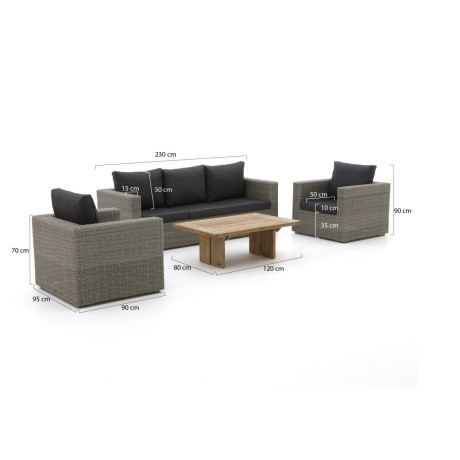 Intenso Carpino/ROUGH-L stoel-bank loungeset 4 delig - Laagste prijsgarantie! afbeelding2 - 1