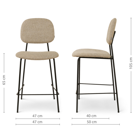 Jasmijn barkruk taupe - zwart onderstel - 65 cm afbeelding2 - 1