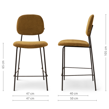 Jasmijn barkruk warm groen - zwart onderstel - 65 cm afbeelding2 - 1