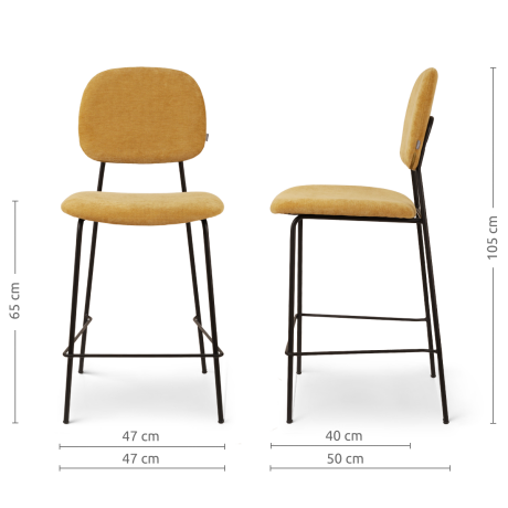 Jasmijn barkruk warm oker - zwart onderstel - 65 cm afbeelding2 - 1