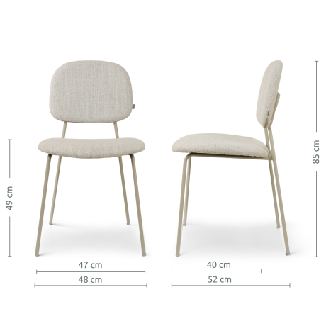 Jasmijn eetkamerstoel beige gemêleerd - grijsbeige onderstel afbeelding2 - 1