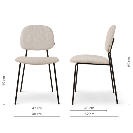 Jasmijn eetkamerstoel beige melange - zwart onderstel afbeelding2 - 1