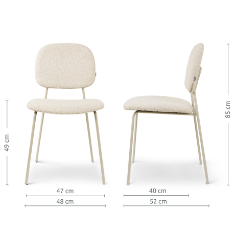 Jasmijn eetkamerstoel bouclé beige - grijsbeige onderstel afbeelding2 - 1