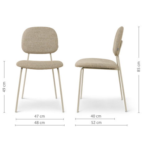 Jasmijn eetkamerstoel taupe melange - grijsbeige onderstel afbeelding2 - 1