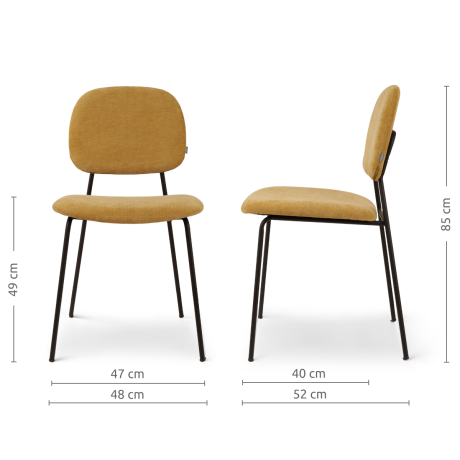 Jasmijn eetkamerstoel warm oker - zwart onderstel afbeelding2 - 1