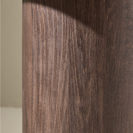 Jente ronde houten bijzettafel donkerbruin met travertine tafelblad- Ø 50 cm afbeelding2 - 1