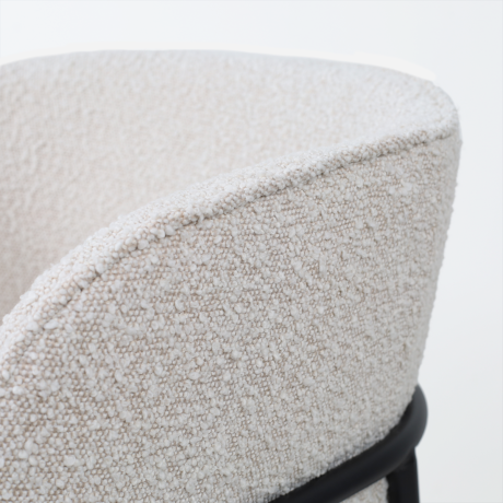 Josefien eetkamerstoel met armleuningen in bouclé beige afbeelding2 - 1