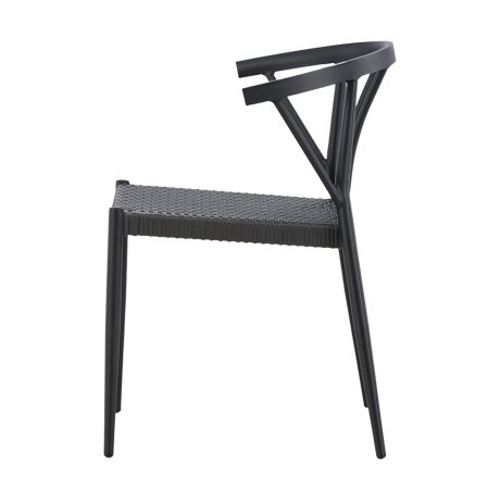 Julian aluminium tuinstoel zwart - met rattan zitting - set van 2 afbeelding2 - 1
