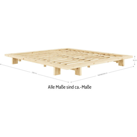 Karup Bedframe JAPAN BED vloerbed, houten frame, futonbed, houten bed Massief houten bed met lattenbodem, massief grenen, 2-persoonsbed zonder hoofdbord afbeelding2 - 1