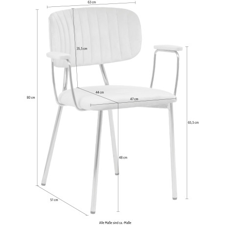 Kayoom Stoel met 4 poten Stoel Kian 225 2-delige set, frame van RVS, rugkussen (set, 2 stuks) afbeelding2 - 1