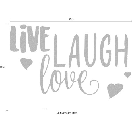 Komar Wandfolie Live Laugh Love 50x70 cm (breedte x hoogte), zelfklevende wandtattoo (set, 6-delig) afbeelding2 - 1