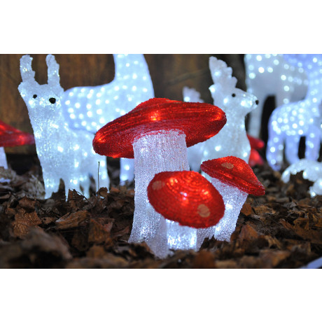 KONSTSMIDE Kerstfiguur Kerstversiering buiten Led acryl vliegenzwam, set van 3, 48 koudwitte dioden (1 stuk) afbeelding2 - 1