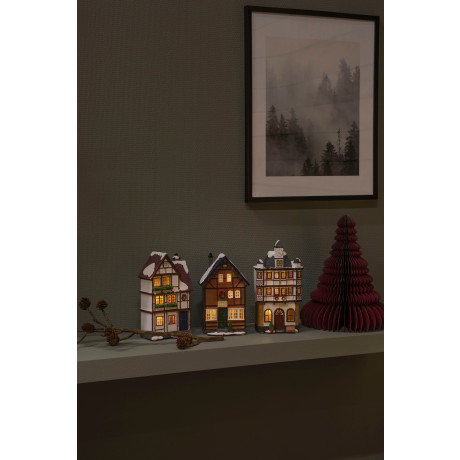 KONSTSMIDE Kersthuisje LED glasvezelhuisjes, set van 3, 16 amberkleurige diodes (3 stuks) afbeelding2 - 1