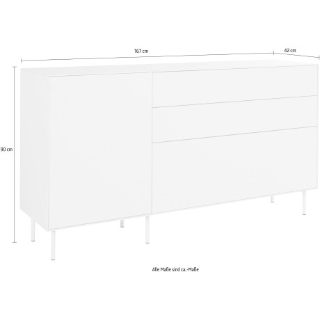 LeGer Home by Lena Gercke Dressoir Essentials Breedte: 167 cm, MDF gelakt, push-to-open-functie afbeelding2 - 1