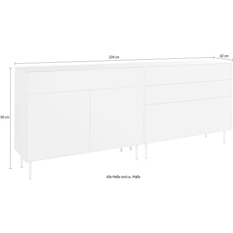 LeGer Home by Lena Gercke Dressoir Essentials Breedte: 224 cm, MDF gelakt, push-to-open-functie (2 stuks) afbeelding2 - 1