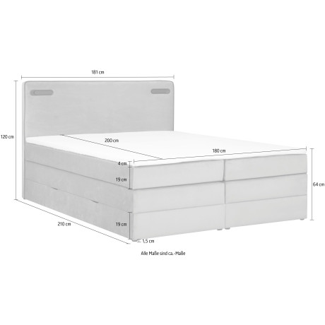 Leonique Boxspring Adil met ledverlichting, inclusief topmatras van comfortschuim (5-delig) afbeelding2 - 1