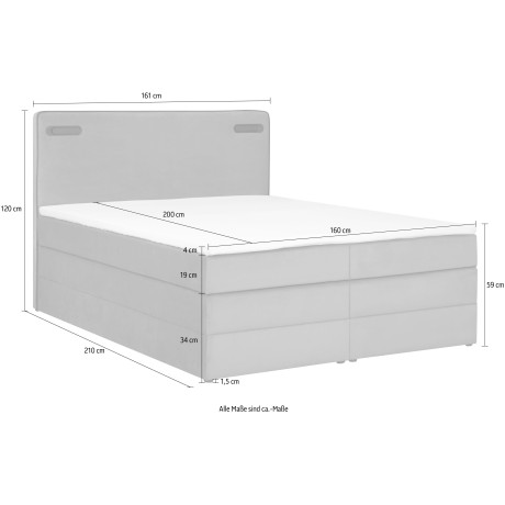 Leonique Boxspring Adil met ledverlichting, inclusief topmatras van comfortschuim (5-delig) afbeelding2 - 1