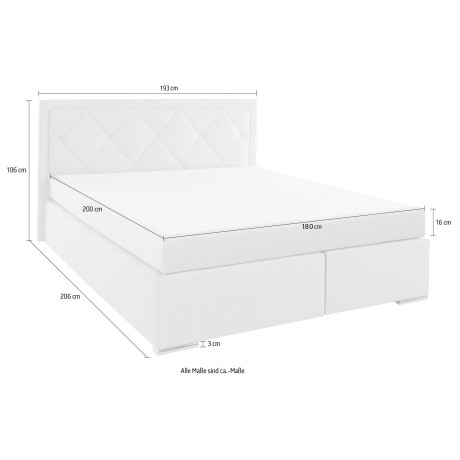 Leonique Boxspring Alfie, bestseller, optioneel met bedlade met strassteentjes in het hoofdbord, h2, h3 en h4 ter keuze afbeelding2 - 1