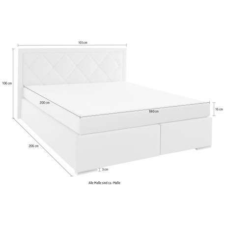 Leonique Boxspring Alfie, bestseller, optioneel met bedlade met strassteentjes in het hoofdbord, h2, h3 en h4 ter keuze afbeelding2 - 1