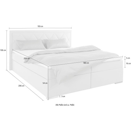 Leonique Boxspring Alfie, bestseller, optioneel met bedlade met strassteentjes in het hoofdbord, h2, h3 en h4 ter keuze afbeelding2 - 1