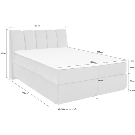 Leonique Boxspring Océane Los van de vloer- werkt vrijzwevend, verschillende hardheden (ook H4) afbeelding2 - 1