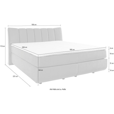 Leonique Boxspring Océane Los van de vloer- werkt vrijzwevend, verschillende hardheden (ook H4) afbeelding2 - 1