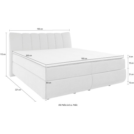 Leonique Boxspring Océane Los van de vloer- werkt vrijzwevend, verschillende hardheden (ook H4) afbeelding2 - 1