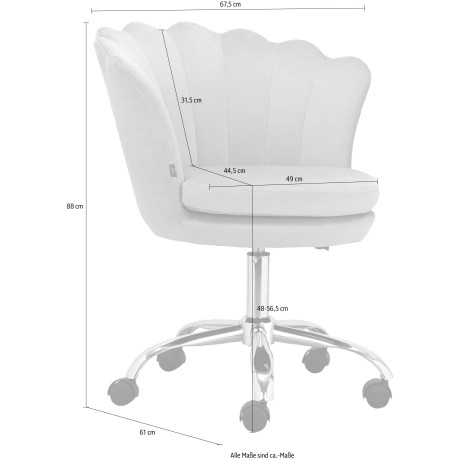 Leonique Bureaustoel Helleu Veloursstof met horizontale naden, in hoogte verstelbaar, 360° draaibaar (1 stuk) afbeelding2 - 1