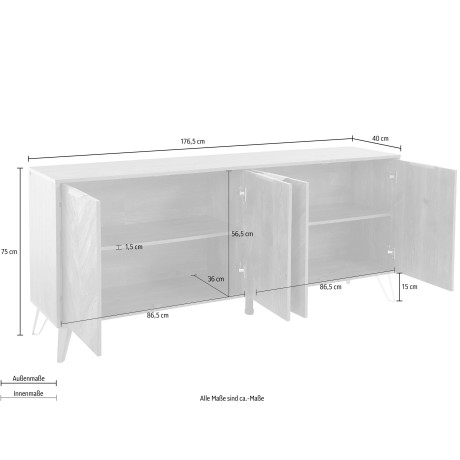 Leonique Dressoir Nanterie Commode met visgraatpatroon, breedte 176,5 cm afbeelding2 - 1