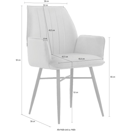 Leonique Eetkamerstoel Hrodwyn Zacht beklede zitting, met horizontale naden op de achterkant, zithoogte 52 cm (2 stuks) afbeelding2 - 1