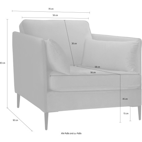 Leonique Fauteuil Light inclusief losse sierkussens, met smalle armleuningen en telescooppoten afbeelding2 - 1